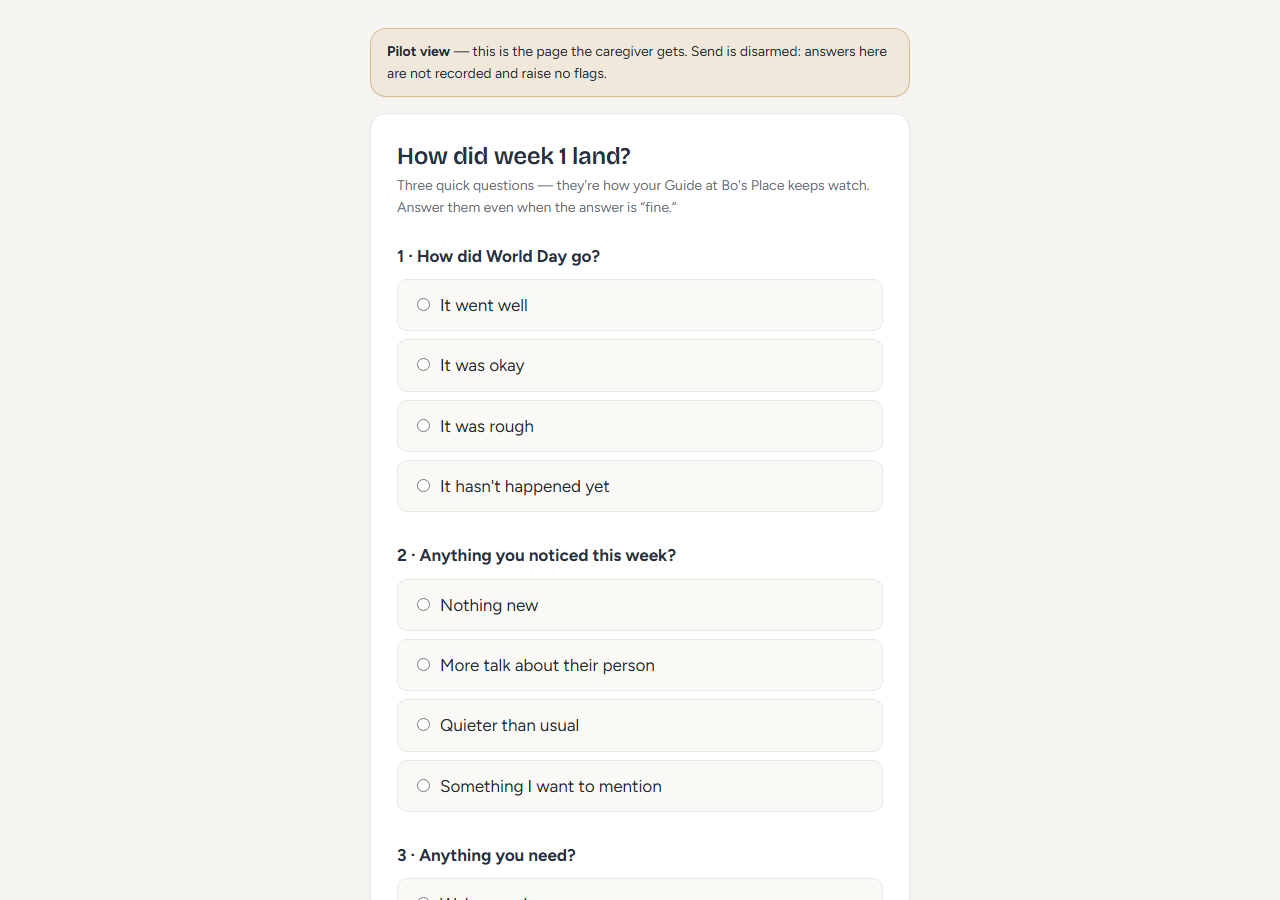 the check-in page